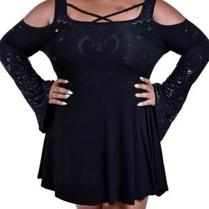 Killstar Nightshade Cold shoulder Skater Dress